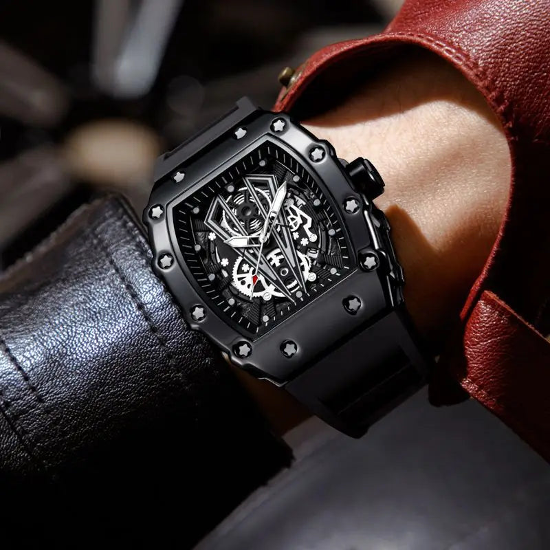 UTHAI BK131 Sports Man Watch Fashion Wine Barrel Shaped Quartz Watch Waterproof Calendar Night Light Watches for Man
