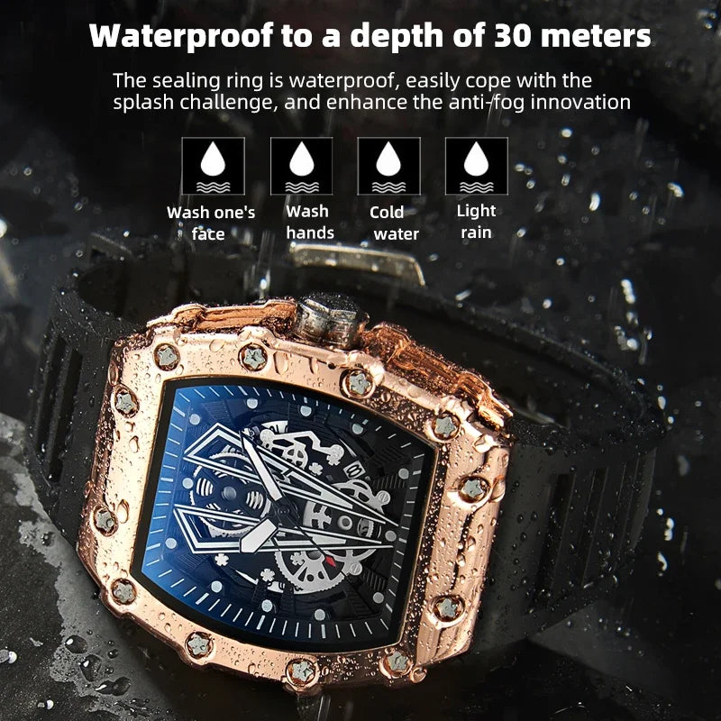Men Quartz Watch Transparent Case Silicone Strap Luminous Male Wrist Watches Sports Style Quartz Watch for Men Clock Relogio