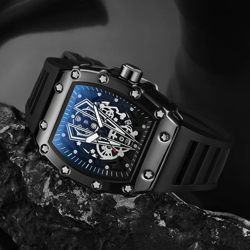 Men Quartz Watch Transparent Case Silicone Strap Luminous Male Wrist Watches Sports Style Quartz Watch for Men Clock Relogio