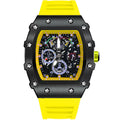 Tonneau Decorative Fake Dial Quartz Watches Men Top Luminous Rubber Strap Male Watches Men AAA Sport Watch Waterproof Relogio