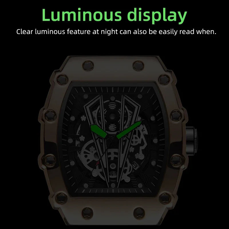 Men Quartz Watch Transparent Case Silicone Strap Luminous Male Wrist Watches Sports Style Quartz Watch for Men Clock Relogio