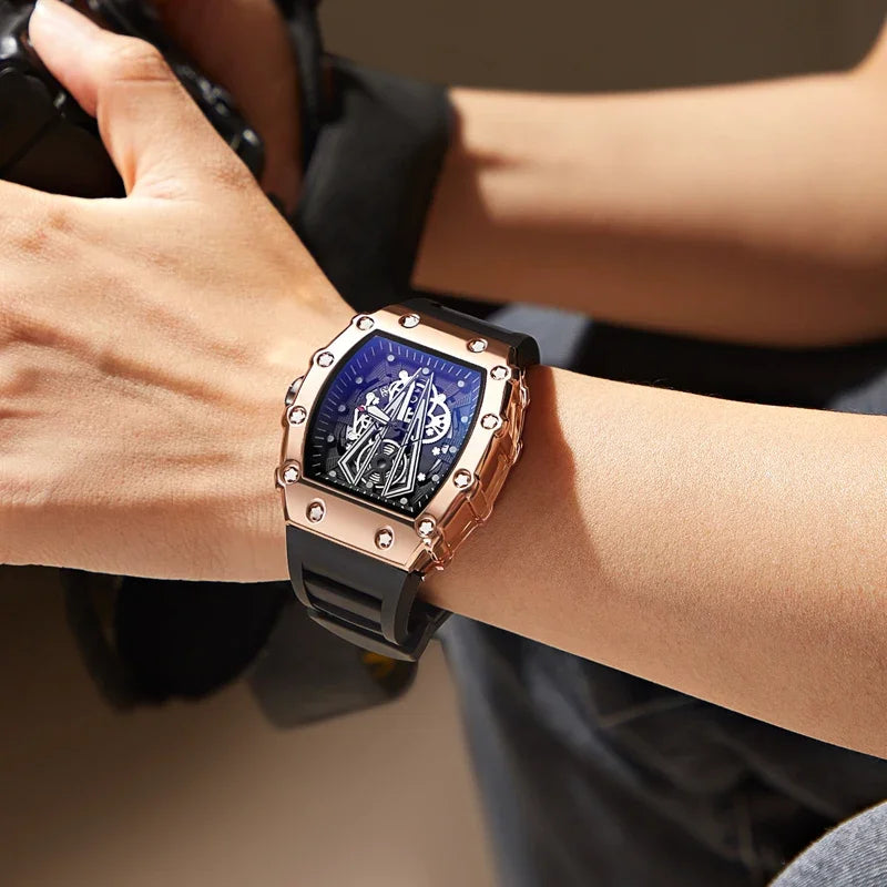 Men Quartz Watch Transparent Case Silicone Strap Luminous Male Wrist Watches Sports Style Quartz Watch for Men Clock Relogio