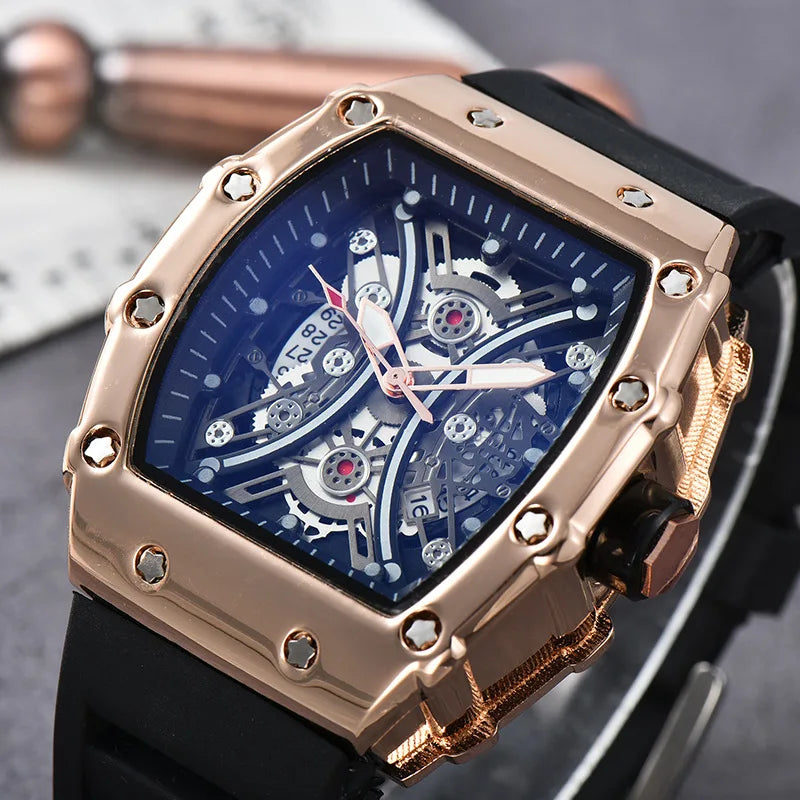 Men Quartz Watch Transparent Case Silicone Strap Luminous Male Wrist Watches Sports Style Quartz Watch for Men Clock Relogio