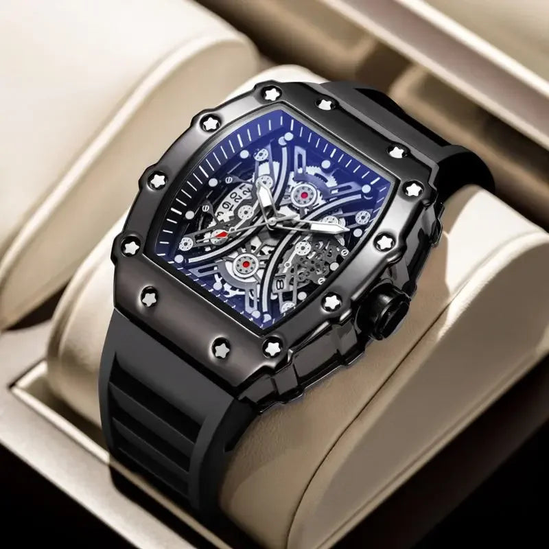 Men Quartz Watch Transparent Case Silicone Strap Luminous Male Wrist Watches Sports Style Quartz Watch for Men Clock Relogio